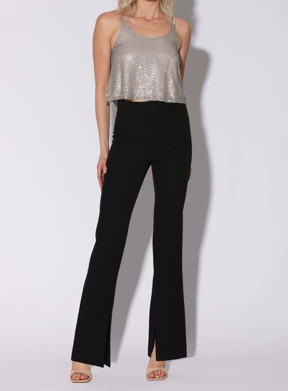 Walter Baker Atlas Wide Leg Pants Black Trouser Minimalist Office Slit Small NWT